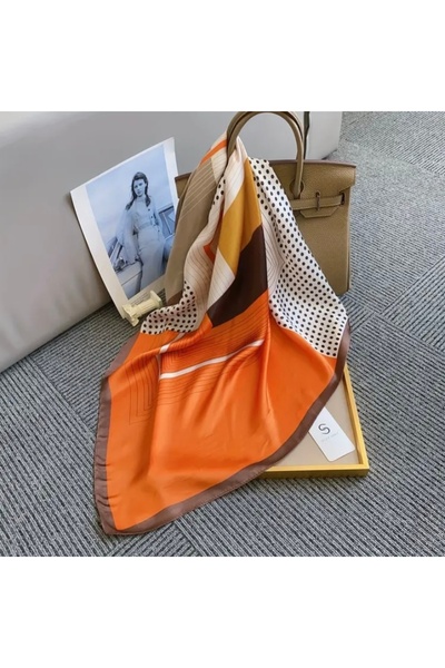 Accessories Hei Colorful Yellow Patterned Stylish Silk-Look Women's Accessory Scarf Foulard