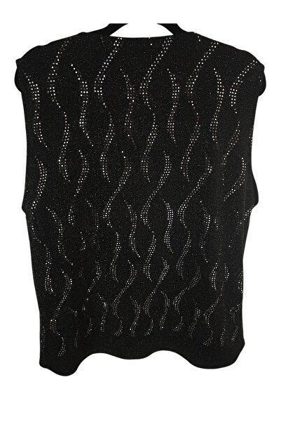 Hayalet Custom Made Glittering Sequin Embroidered V-Neck Sleeveless Lycra Evening Dress Blouse