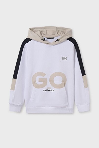 MAYORAL Boy 10-14 Years Old Hooded Sweatshirt 6482 White