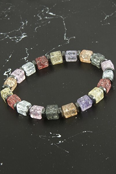 Silahlı Tower سوار من الحجر الطبيعي على شكل مكعب من NRZSNT (125428) 6 مم - ملون