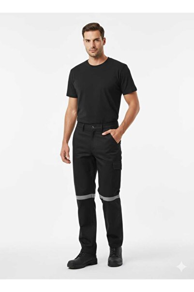 Artıbir Tekstil İmalat Reflektörlü Gri İşçi Pantolonu | Dayanıklı Kot Kumaş | Rahat ve Güvenli Çalışma Pantolonu