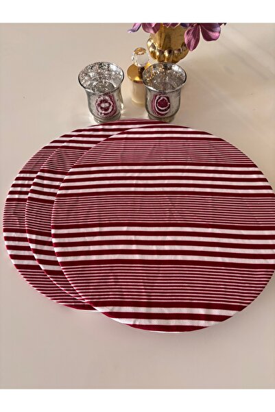 Ayd Home 3-Piece Burgundy Striped Placemat 33 cm Tableware Presentation Christmas New Year