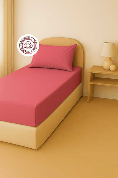 sutra 100% Cotton Satin Single Elastic Sheet Set