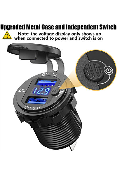 Genel Markalar Dc 12V 24V Panel montaj 3 Usb bağlantı noktaları 2 usb-bir 3.1...