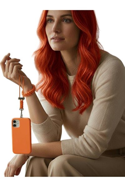 My Strape حزام هاتف من الباراكورد باللون البرتقالي النيون متوافق مع جميع الأغطية