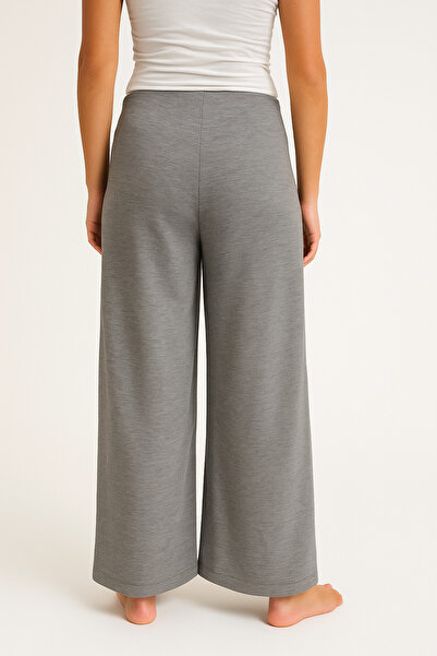 Glaura Fashion Kadın Gri Modal Kumaş Bol Paça Rahat Kesim Eşofman Altı – Yumuşak Dokulu, Cepli, Şık ve Konforlu