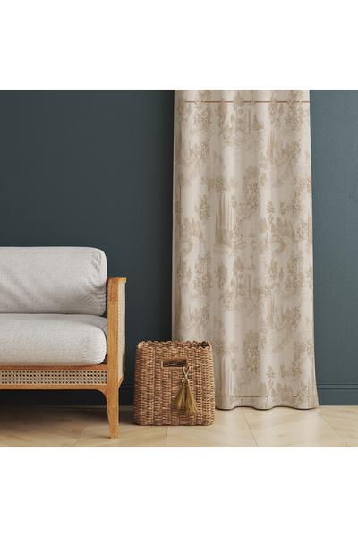 adenkahome Fransız Köylü Desenli , Salon Oturma Odası Fon Perde 140x270 cm (T...