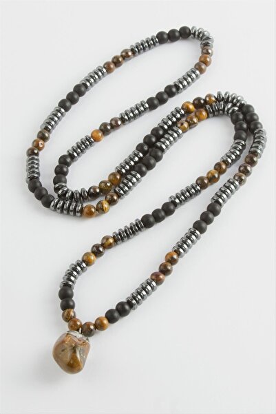 ZERO LAND قلادة من الحجر الطبيعي NRZSNT كابلانجوسي هيماتيت (215909) - أنثراسيت