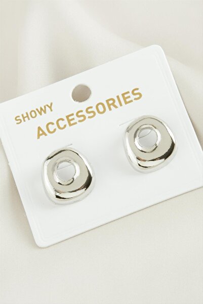 ZERO LAND Nrzsnt Oval Trend Metal (215820) Earrings-Silver Color