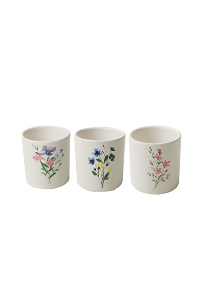 MATMEL Keramika Floral Ceramic Spice Jar 345Cc 3 Pcs