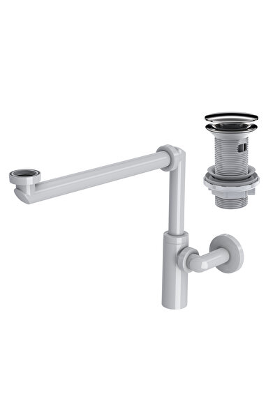 İZ YAPI LUNA Alan Tasarruflu Sifon (Beyaz) + Felix Pop-Up Seti (Paslanmaz Çel...