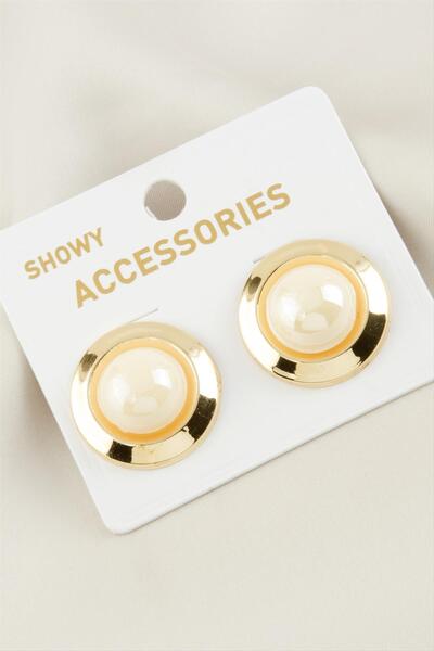 ZERO LAND Nrzsnt Round New Season Pearl (223801) Earring-Silver Color