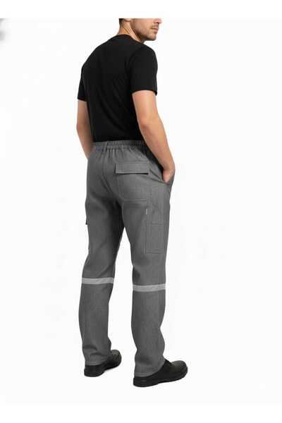 Artıbir Tekstil İmalat Reflektörlü Gri İşçi Pantolonu | Dayanıklı Kot Kumaş | Rahat ve Güvenli Çalışma Pantolonu