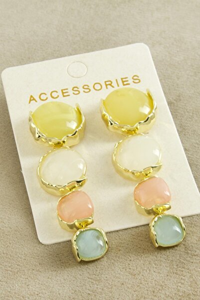 ZERO LAND Nrzsnt Round Stone Zr (215220) Model Earring-Yellow