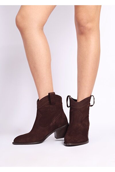 Mariolucci Kadın Mini Bot Hakiki Deri Kahverengi Süet