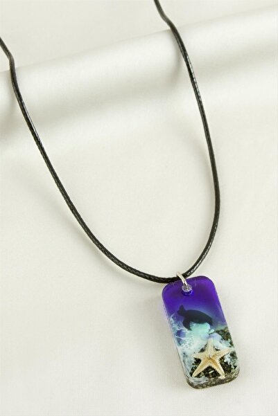 ZERO LAND Nrzsnt Starfish Rectangle (233110) Epoxy Pendant-Purple