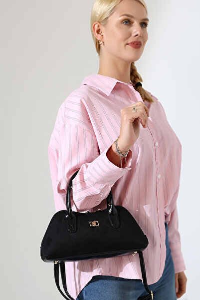 Encool حقيبة كتف وحقيبة يد نسائية سوداء من جلد الغزال – موديل أنيق وعصري ومناسب للاستخدام اليومي