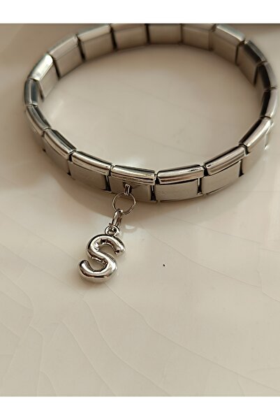 Kudi Italian Wristband with a Charm Bracelet Balloon Letter S