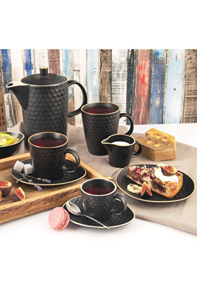 Other TEA TIME Black Ceramic Espresso Cup and Saucer 95ml