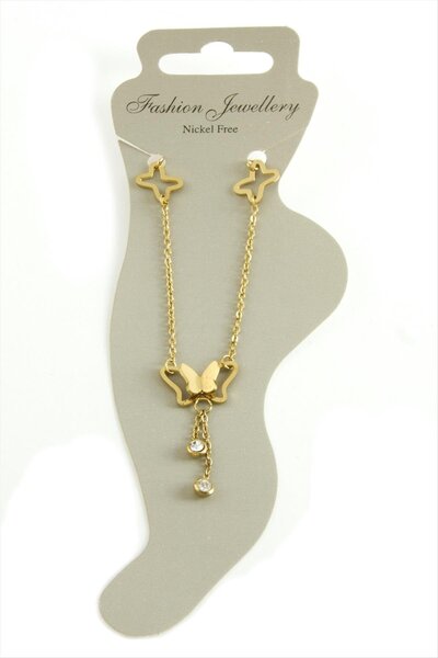 cleovibe Nrzsnt Kelebek Luxury (165023) Steel Anklet-Yellow