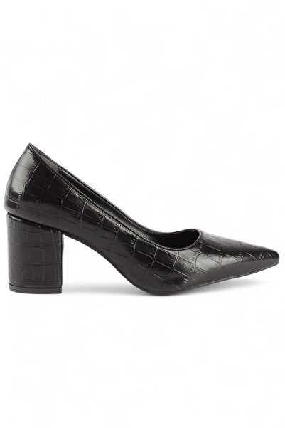 luuq shoes Prestige - Burgundy Crocodile Pattern Block Heel Shoes