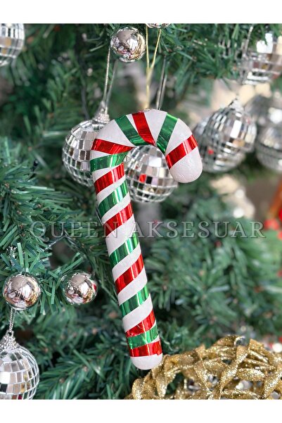 QUEEN AKSESUAR 18 cm Baston de Crăciun Decor din lemn de pin Ornament din spumă de polistiren