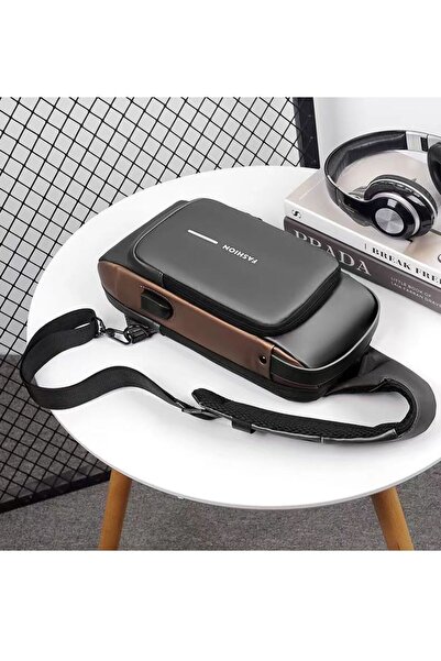 MRG Unisex Shoulder Bag M1025, USB and Anti-Theft, Anthracite Gray