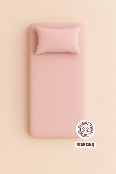 sutra 100% Cotton Muslin Fabric Single Fitted Sheet Set