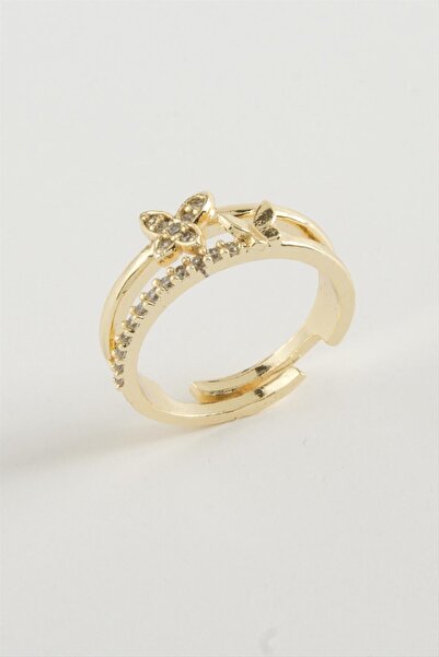 ZERO LAND خاتم NRZSNT مرصع بحجر الزركون على شكل فراشة (225250) - لون فضي