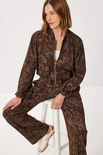 Lovelyİstanbul Πλεκτό σετ με φερμουάρ και σχέδιο LCI0053 ΚΑΦΕ