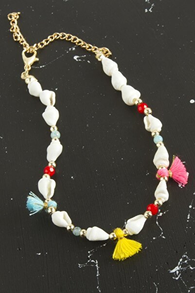 ZERO LAND Nrzsnt Sea Shell Tassel (234653) Bead Anklet-White