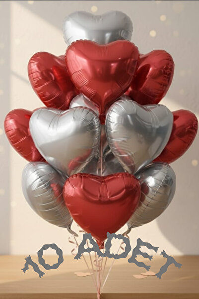 Baloncu Demmo بالونات فضية وحمراء 10 قطع متوافقة مع الهيليوم للاحتفالات