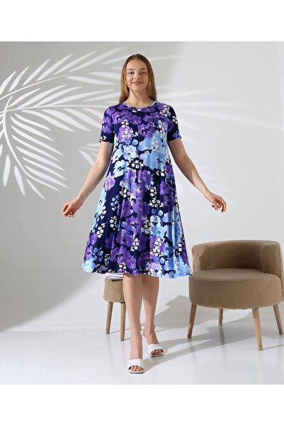 trendhazan A Quality Patterned Woven Combed Viscose Fabric Dress