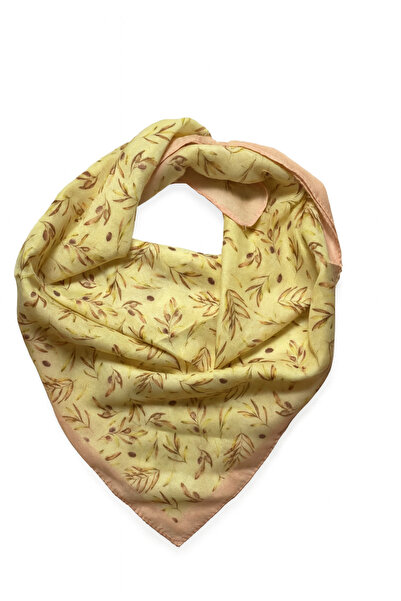 Avoria Bej Zeytin Dalı Desenli Kare Fular