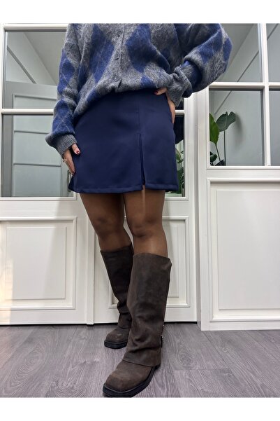 TREND&LİFE Büyük beden lacivert şort etek
