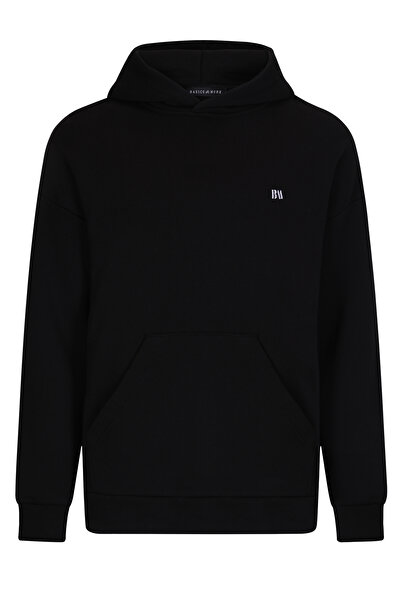 Basics&More Siyah Basic Sweatshirt Hoodie