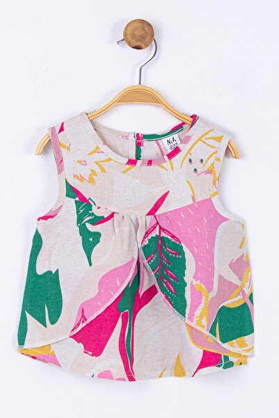 nk kids Baby Girl Leaf Patterned Blouse 34630 Pink