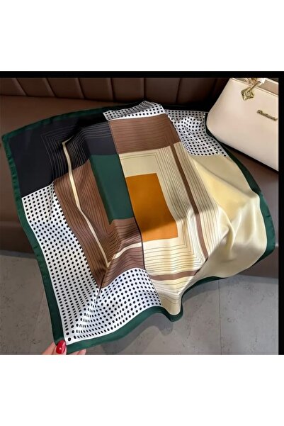 Accessories Hei Green Polka Dot Patterned Stylish Silk-Look Women's Accessory Scarf Foulard