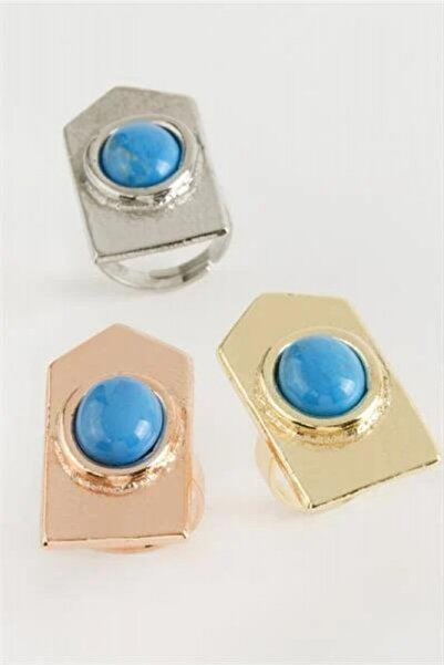 ZERO LAND Nrzsnt Triangle Turquoise Stone (233053) Ring-Silver Color