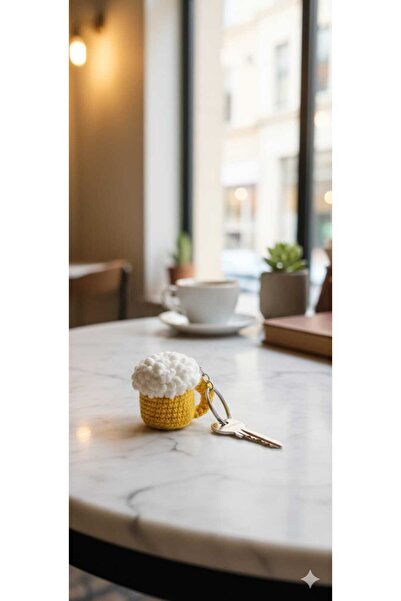 AdnHomes Amigurumi Organik Oyuncak - BİRA BARDAĞI Anahtarlık özel tasarım