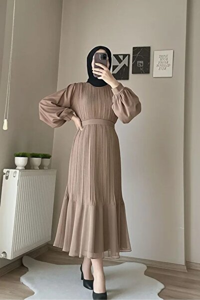 STYLE NİŞANTAŞI Chiffon Pleated Dress