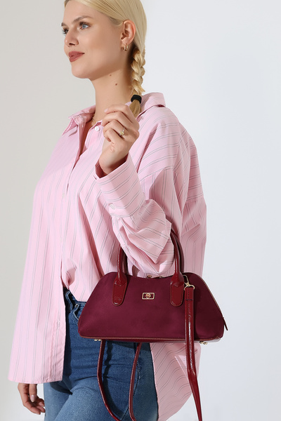 Encool حقيبة كتف ويد نسائية من الجلد السويدي باللون العنابي – موديل أنيق وعصر...