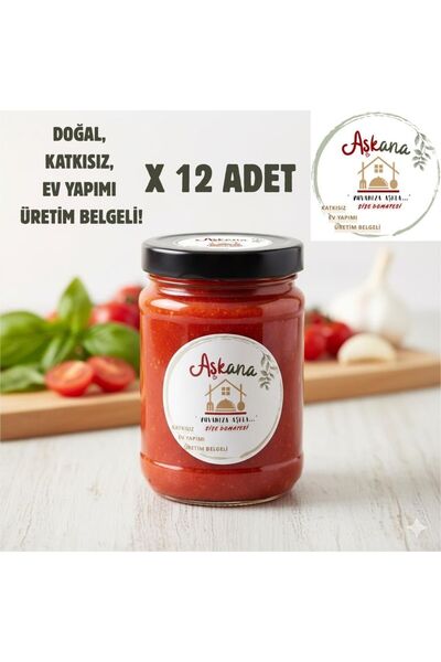 Aşkana Şişe Domates 600 gr – Doğal Katkısız Ev Yapımı-12 Adet