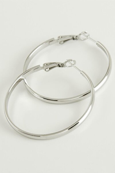 ZERO LAND Nrzsnt Luxury Steel Hoop Earrings 4.5 (04618) Cm-Silver Color