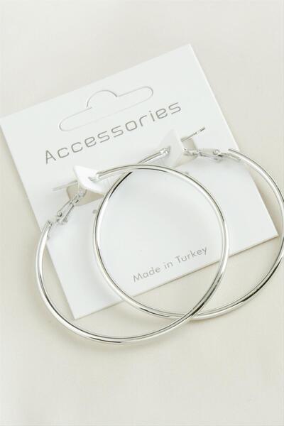 ZERO LAND Nrzsnt Tubular Hoop Earrings 5 (235824) Cm-Silver Color