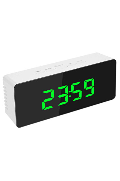 MRG Digital LED Clock with Mirror M1162, Thermometer, Green Display