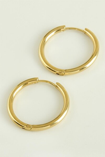 ZERO LAND Nrzsnt Pipe Luxury Steel Hoop Earrings (04621) 2.5 Cm-Yellow