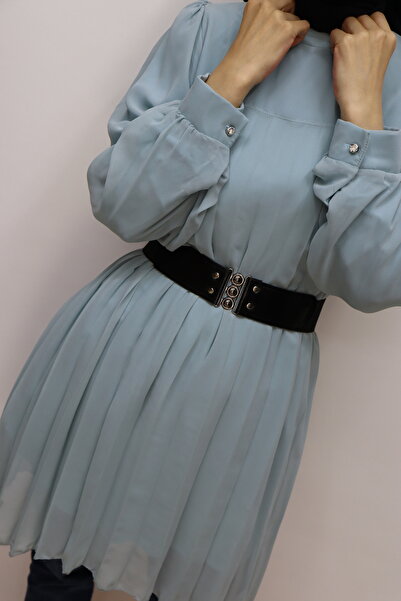 trendhazan A Quality Pleated Lining Chiffon Tunic with Belt
