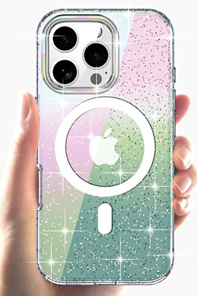 Joko Nrzsnt iPhone 15 Pro Max Rasasi Simli Magsafe Capak (00447) - Transparent