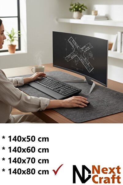Next Craft Mouse Pad Desk Protector Large Felt Gamer Mat 3mm Anthracite Color